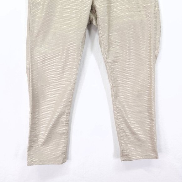 Bevy Flog Metallic Capri Pants Size 27 Gold Grid Drawstring Elastic Waist 23" - Picture 14 of 15